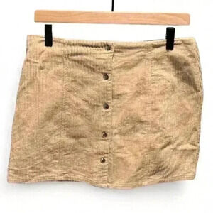 Forever 21 Tan Corduroy button down mini skirt - size Lg